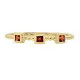 18K Yellow Gold Princess Garnet Beaded Ladies Wedding Band
