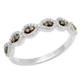 0.30 Carat (ctw) 10K White Gold Round Champagne & White Diamond Ladies Infinity Wedding Band 1/3 CT