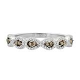 0.30 Carat (ctw) 10K White Gold Round Champagne & White Diamond Ladies Infinity Wedding Band 1/3 CT