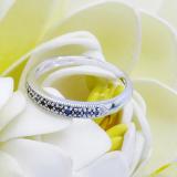 0.15 Carat (ctw) 10K White Gold Round Blue Diamond Ladies Wedding Band