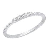 0.10 Carat (ctw) 14K White Gold Round White Diamond Ladies Beaded Anniversary Wedding Band 1/10 CT