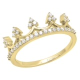 0.30 Carat (ctw) 10K Yellow Gold Round White Diamond Ladies Crown Ring 1/3 CT