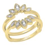 0.15 Carat (ctw) 10K Yellow Gold Round Diamond Ladies Wedding Band Enhancer Guard Double Ring