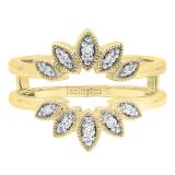 0.15 Carat (ctw) 10K Yellow Gold Round Diamond Ladies Wedding Band Enhancer Guard Double Ring