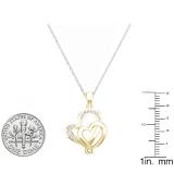 0.10 Carat (ctw) 10K Yellow Gold Round Diamond Ladies Double Heart Pendant 1/10 CT
