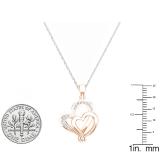 0.10 Carat (ctw) 18K Rose Gold Round Diamond Ladies Double Heart Pendant 1/10 CT