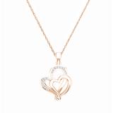 0.10 Carat (ctw) 10K Rose Gold Round Diamond Ladies Double Heart Pendant 1/10 CT
