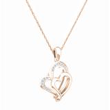 0.10 Carat (ctw) 10K Rose Gold Round Diamond Ladies Double Heart Pendant 1/10 CT