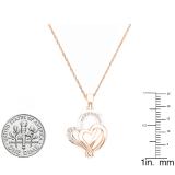 0.10 Carat (ctw) 10K Rose Gold Round Diamond Ladies Double Heart Pendant 1/10 CT