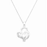 0.10 Carat (ctw) 10K White Gold Round Diamond Ladies Double Heart Pendant 1/10 CT