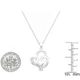 0.10 Carat (ctw) 14K White Gold Round Diamond Ladies Double Heart Pendant 1/10 CT