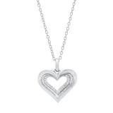 0.10 Carat (ctw) 10K White Gold Round Diamond Ladies Heart Pendant 1/10 CT (Silver Chain Included)