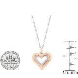 0.10 Carat (ctw) 14K Rose Gold Round Diamond Ladies Heart Pendant 1/10 CT (Silver Chain Included)