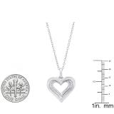 0.10 Carat (ctw) 14K White Gold Round Diamond Ladies Heart Pendant 1/10 CT (Silver Chain Included)