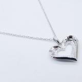 0.10 Carat (ctw) 18K White Gold Round Diamond Ladies Heart Pendant 1/10 CT (Silver Chain Included)
