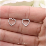 0.15 Carat (ctw) 14K Rose Gold Round White Diamond Ladies Heart Shaped Stud Earrings
