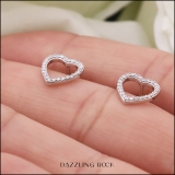 0.15 Carat (ctw) 14K White Gold Round White Diamond Ladies Heart Shaped Stud Earrings