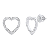 0.15 Carat (ctw) 14K White Gold Round White Diamond Ladies Heart Shaped Stud Earrings