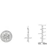 0.10 Carat (ctw) 18K White Gold Round White Diamond Double Cross Dangling Earrings 1/10 CT
