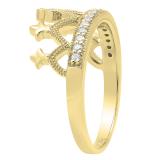 0.20 Carat (ctw) 10K Yellow Gold Round White Diamond Ladies Crown Ring 1/5 CT