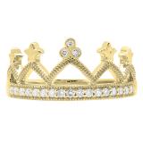 0.20 Carat (ctw) 10K Yellow Gold Round White Diamond Ladies Crown Ring 1/5 CT