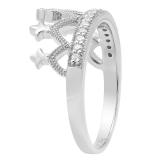 0.20 Carat (ctw) 14K White Gold Round White Diamond Ladies Crown Ring 1/5 CT