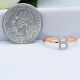 0.10 Carat (ctw) 10K Rose Gold Round White Diamond Ladies Letter 'B' Initial Ring 1/10 CT