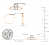 0.10 Carat (ctw) 10K Rose Gold Round White Diamond Ladies Letter 'B' Initial Ring 1/10 CT
