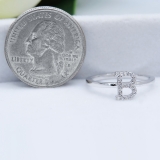 0.10 Carat (ctw) 10K White Gold Round White Diamond Ladies Letter 'B' Initial Ring 1/10 CT