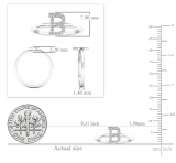 0.10 Carat (ctw) 10K White Gold Round White Diamond Ladies Letter 'B' Initial Ring 1/10 CT