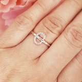 Round White Diamond Letter 'C' Initial Ring for Women (0.10 ctw, Color I-J, Clarity I2-I3) in 10K White Gold