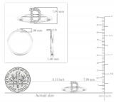 0.10 Carat (ctw) 10K White Gold Round White Diamond Ladies Letter 'D' Initial Ring 1/10 CT