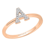 0.10 Carat (ctw) 14K Rose Gold Round White Diamond Ladies Letter 'A' Initial Ring 1/10 CT
