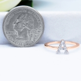 0.10 Carat (ctw) 14K Rose Gold Round White Diamond Ladies Letter 'A' Initial Ring 1/10 CT