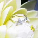 0.10 Carat (ctw) 14K White Gold Round White Diamond Ladies Letter 'A' Initial Ring 1/10 CT