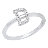 0.10 Carat (ctw) 14K White Gold Round White Diamond Ladies Letter 'D' Initial Ring 1/10 CT