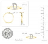 0.10 Carat (ctw) 14K Yellow Gold Round White Diamond Ladies Letter 'D' Initial Ring 1/10 CT