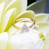 0.10 Carat (ctw) 18K Rose Gold Round White Diamond Ladies Letter 'A' Initial Ring 1/10 CT