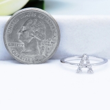 0.10 Carat (ctw) 18K White Gold Round White Diamond Ladies Letter 'A' Initial Ring 1/10 CT