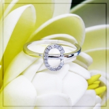 Round White Diamond Letter 'C' Initial Ring for Women (0.10 ctw, Color I-J, Clarity I1-I2) in 18K White Gold