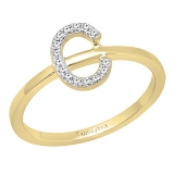 Round White Diamond Letter 'C' Initial Ring for Women (0.10 ctw, Color I-J, Clarity I1-I2) in 18K Yellow Gold
