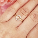 Round White Diamond Letter 'C' Initial Ring for Women (0.10 ctw, Color I-J, Clarity I1-I2) in 18K Yellow Gold