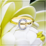 Round White Diamond Letter 'C' Initial Ring for Women (0.10 ctw, Color I-J, Clarity I1-I2) in 18K Yellow Gold