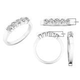 0.55 Carat (ctw) 18K White Gold Round White Diamond Ladies 5 Stone Anniversary Wedding Band 1/2 CT