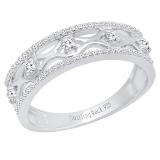 0.25 Carat (ctw) Sterling Silver Round Diamond Ladies Vintage Style Anniversary Wedding Band 1/4 CT