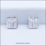 0.15 Carat (ctw) Sterling Silver Round White Diamond Ladies Square Shaped Cross Stud Earrings