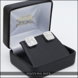 0.15 Carat (ctw) Sterling Silver Round White Diamond Ladies Square Shaped Cross Stud Earrings