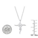 0.15 Carat (ctw) Sterling Silver Round Diamond Ladies Swirl Cross Pendant (Silver Chain Included)