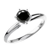 0.50 Carat (ctw) Sterling Silver Round Black Diamond Ladies Solitaire Engagement Ring 1/2 CT
