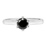 0.50 Carat (ctw) Sterling Silver Round Black Diamond Ladies Solitaire Engagement Ring 1/2 CT